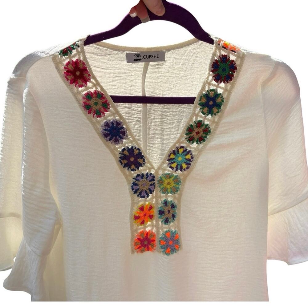 Cupshe Beach Cover Up With Colorful Crotchet Details S Beachy Resort Pool Cruise - Picture 2 of 6